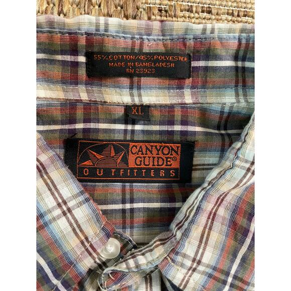 Canyon Guide Outfitters Short Sleeve plaid Metal Snap Button Front SZ XL Shirt - Picture 4 of 8